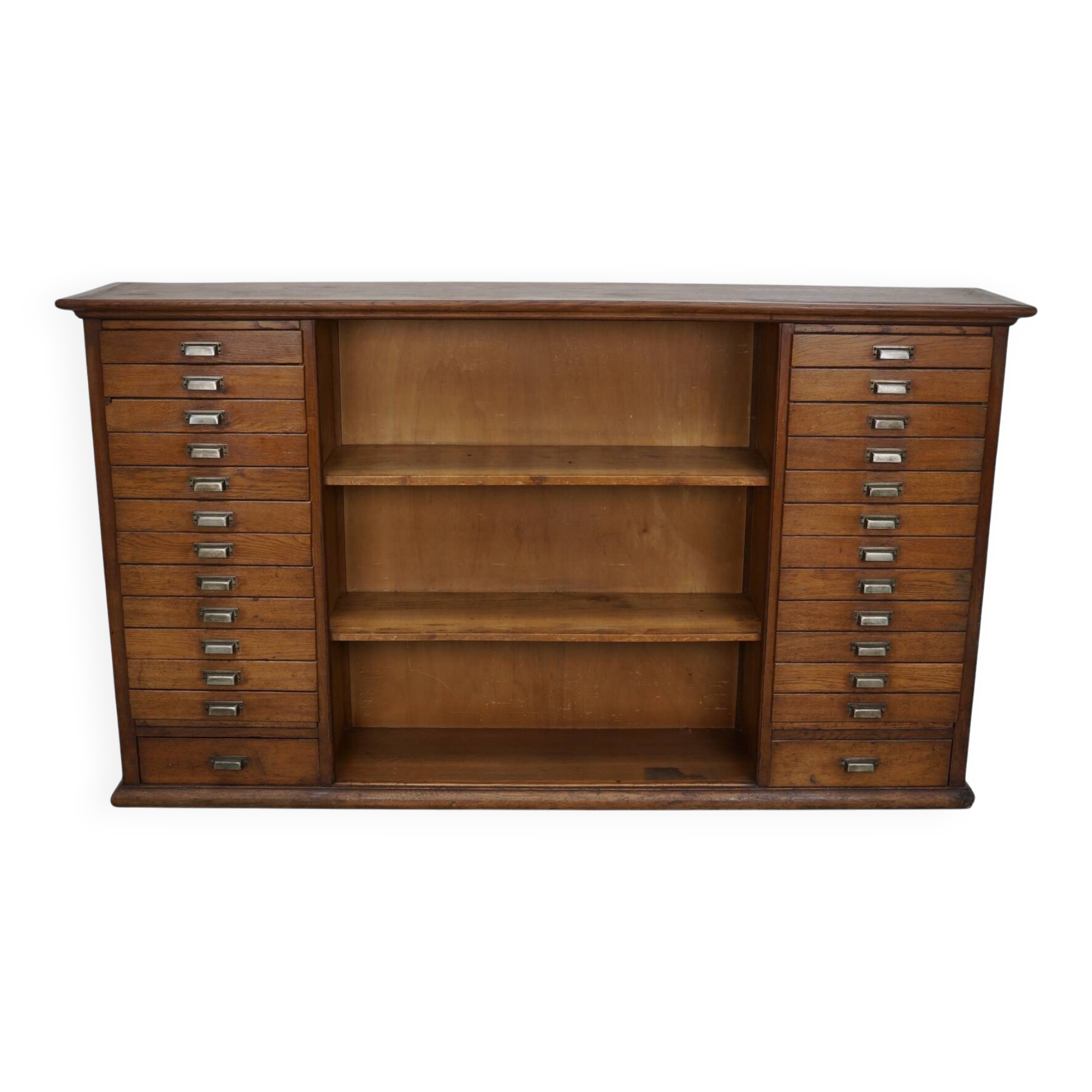 Vintage Dutch Oak Apothecary Sideboard / Filing Cabinet, 1950s