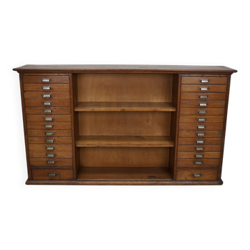 Buffet / classeur d'apothicaire hollandais vintage en chêne, années 1950