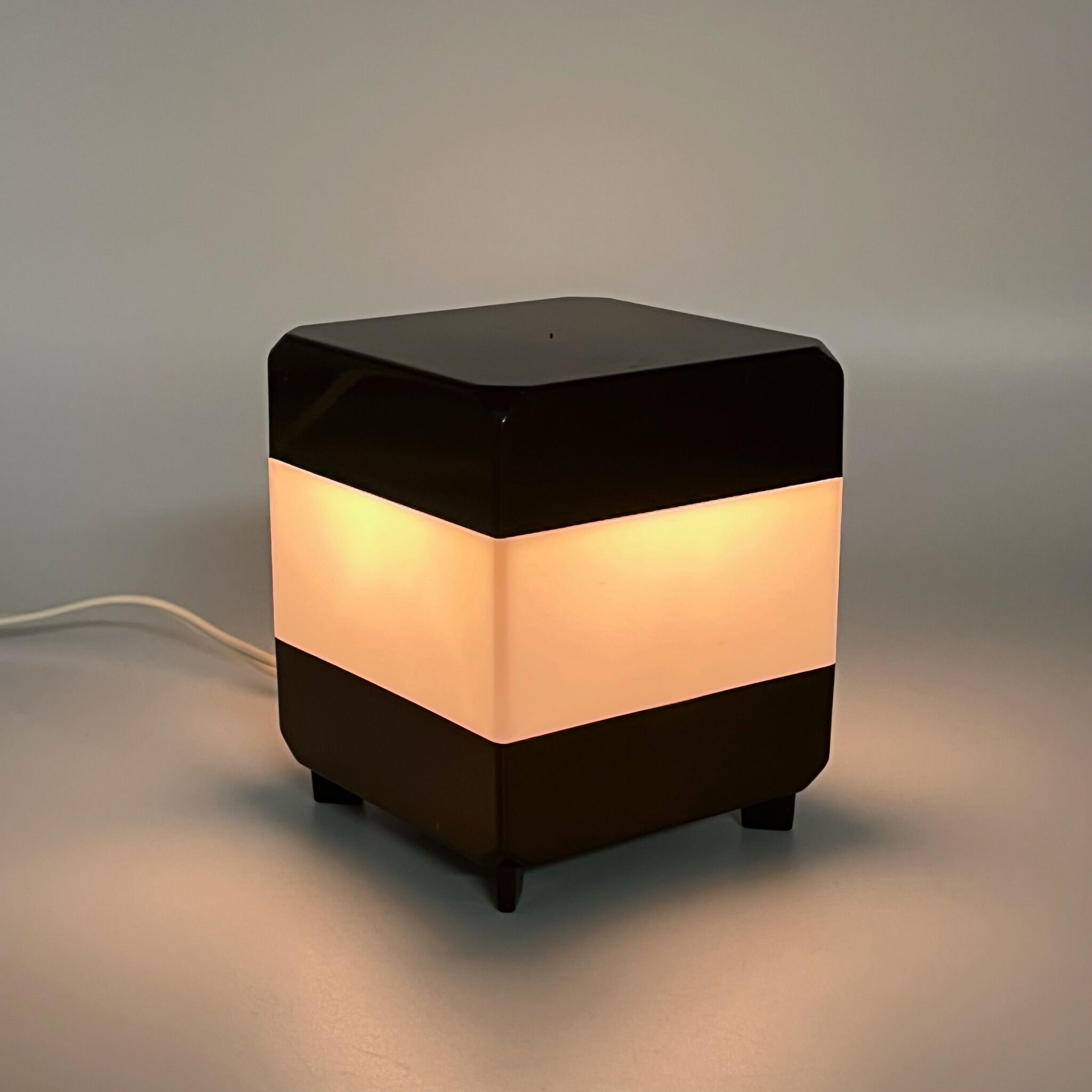 Side table lamp - space age night lamp - plastic cube nostalgic decor