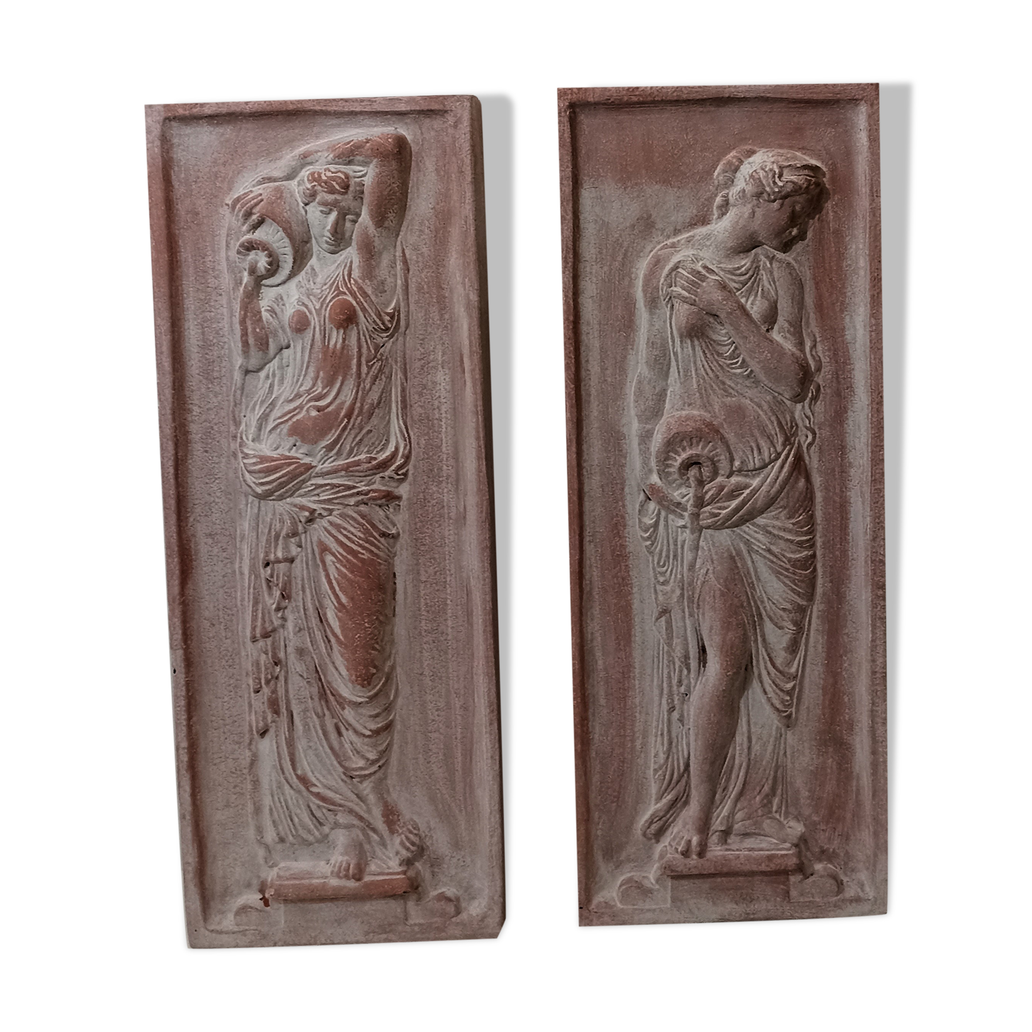 bas-relief Greek nymphs in terracotta