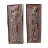 bas-relief Greek nymphs in terracotta