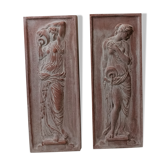 bas-relief Greek nymphs in terracotta