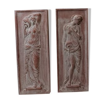 bas-relief Greek nymphs in terracotta