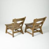 Pair of brutalist oak chairs by Dittmann & Co for Awa Radbound, 1960s