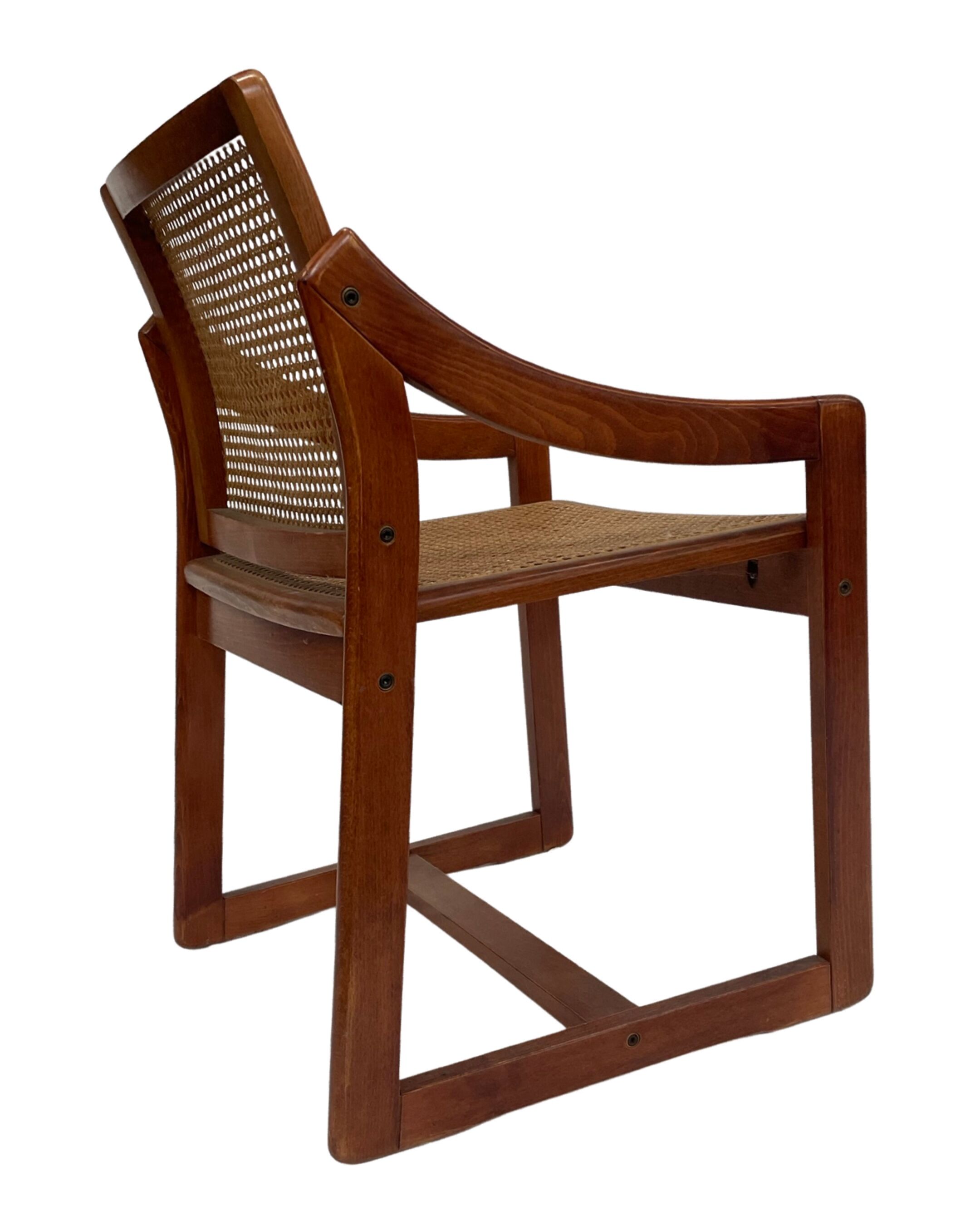 Vintage set of 4 dining chairs webbing beech wood design