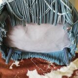 Chair toad blue fabric and fringe