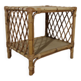 Petite table d'appoint rotin vintage