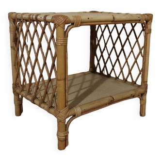 Petite table d'appoint rotin vintage