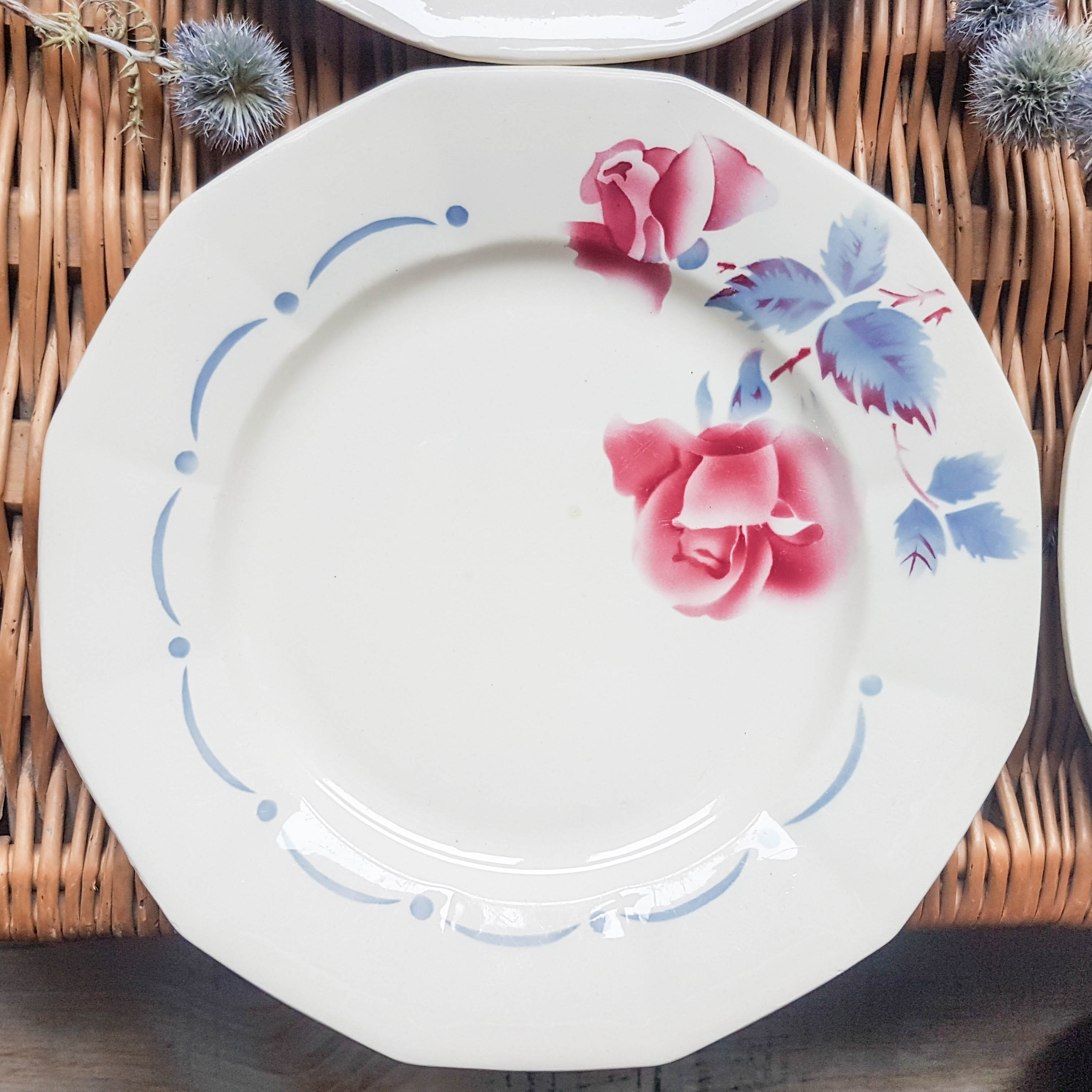 Lot de 4 assiettes plates "boulogne" Digoin Sarreguemines