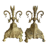 Pair of antique bronze candlesticks