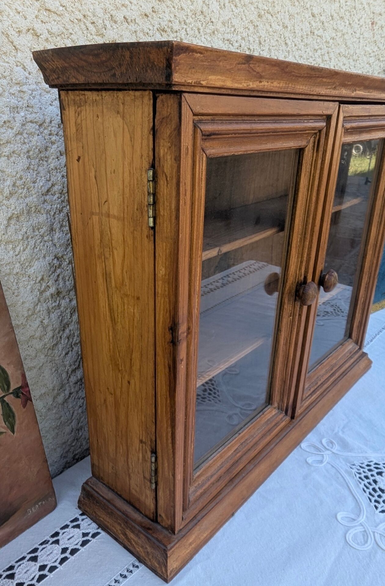 Small Wall Display Cabinet Pine Chalet Mountain Vintage Decor 60s 70s