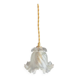Frilly molded glass tulip walking lamp