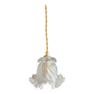 Frilly molded glass tulip walking lamp