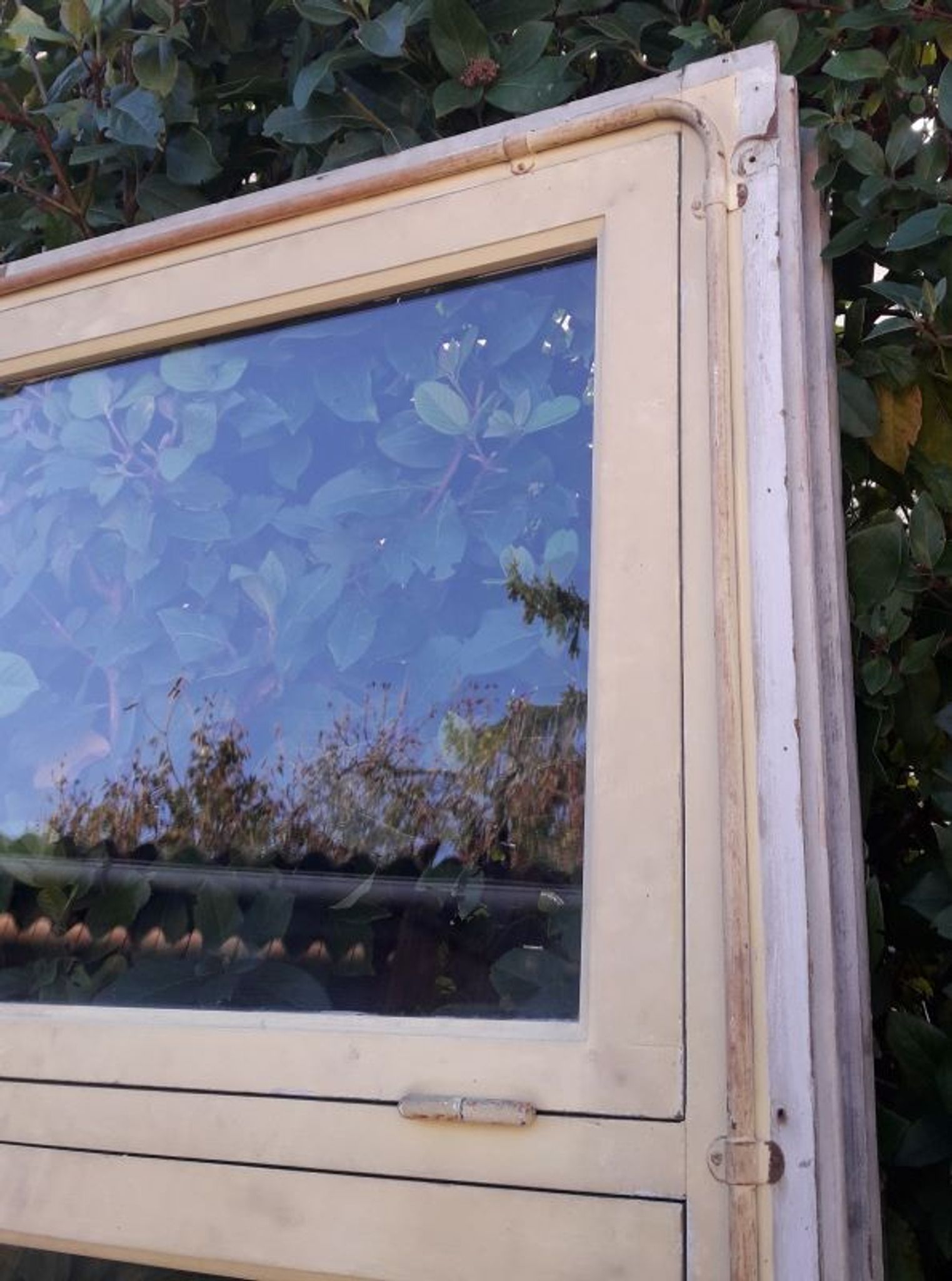 Verrière bois 3 fenêtres à soufflet et abbatant