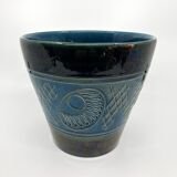 Large blue and green glazed ceramic planter • Ü Keramik • 1960-70