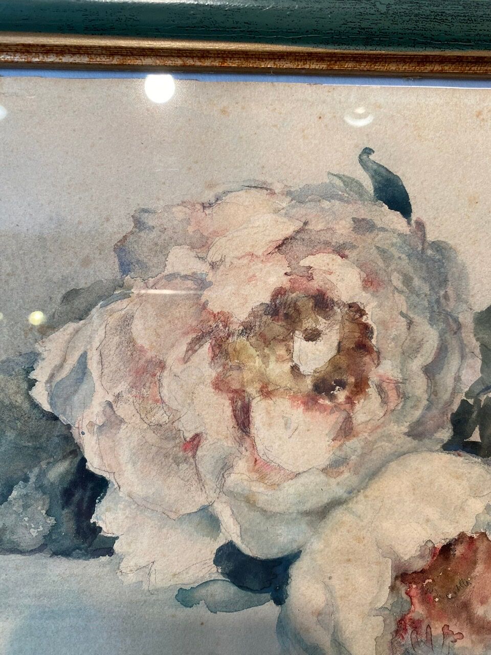 Tableau ancien, nature morte aux roses, XX siècle