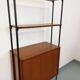 Vintage Italian modular shelving unit in teak and metal from the 1970s