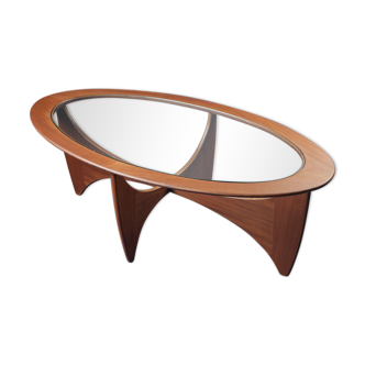 Vintage Mid Century 1960s G plan Astro Oval Coffee Table in Teak with Glass top