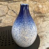 Blue and white speckled vase