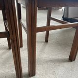 Pair of carved wooden chairs with pink velvet seat ART DECO