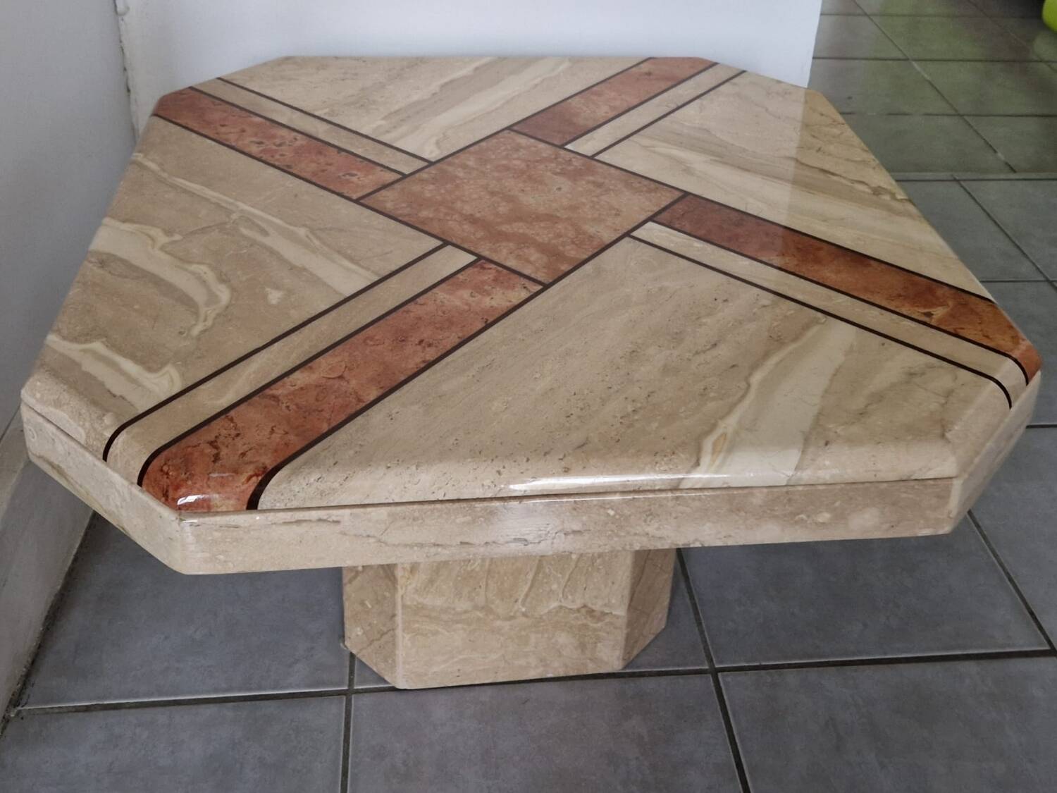 Travertine coffee table