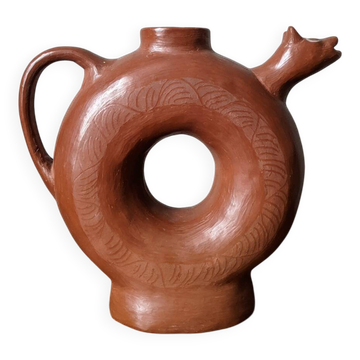 Handmade terracotta vase pottery Mexico