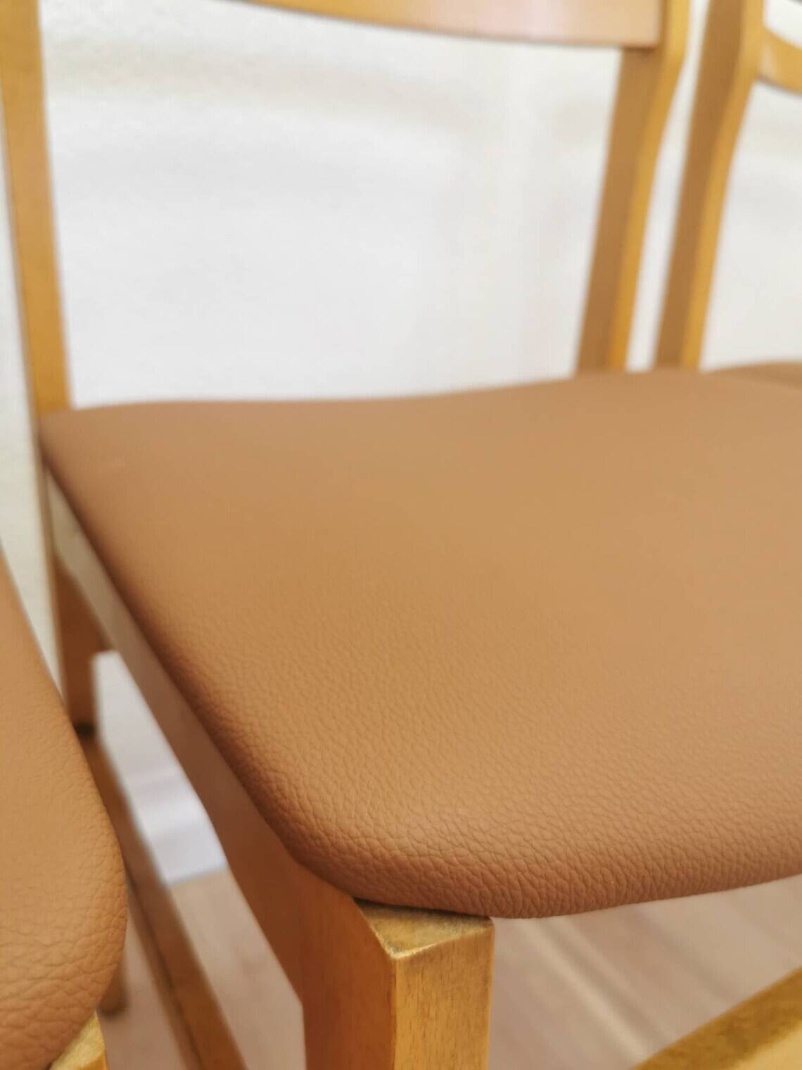 Set of 4 Vintage Branko Ursic Dining Chair: 1970s Scandinavian Wood & Brown