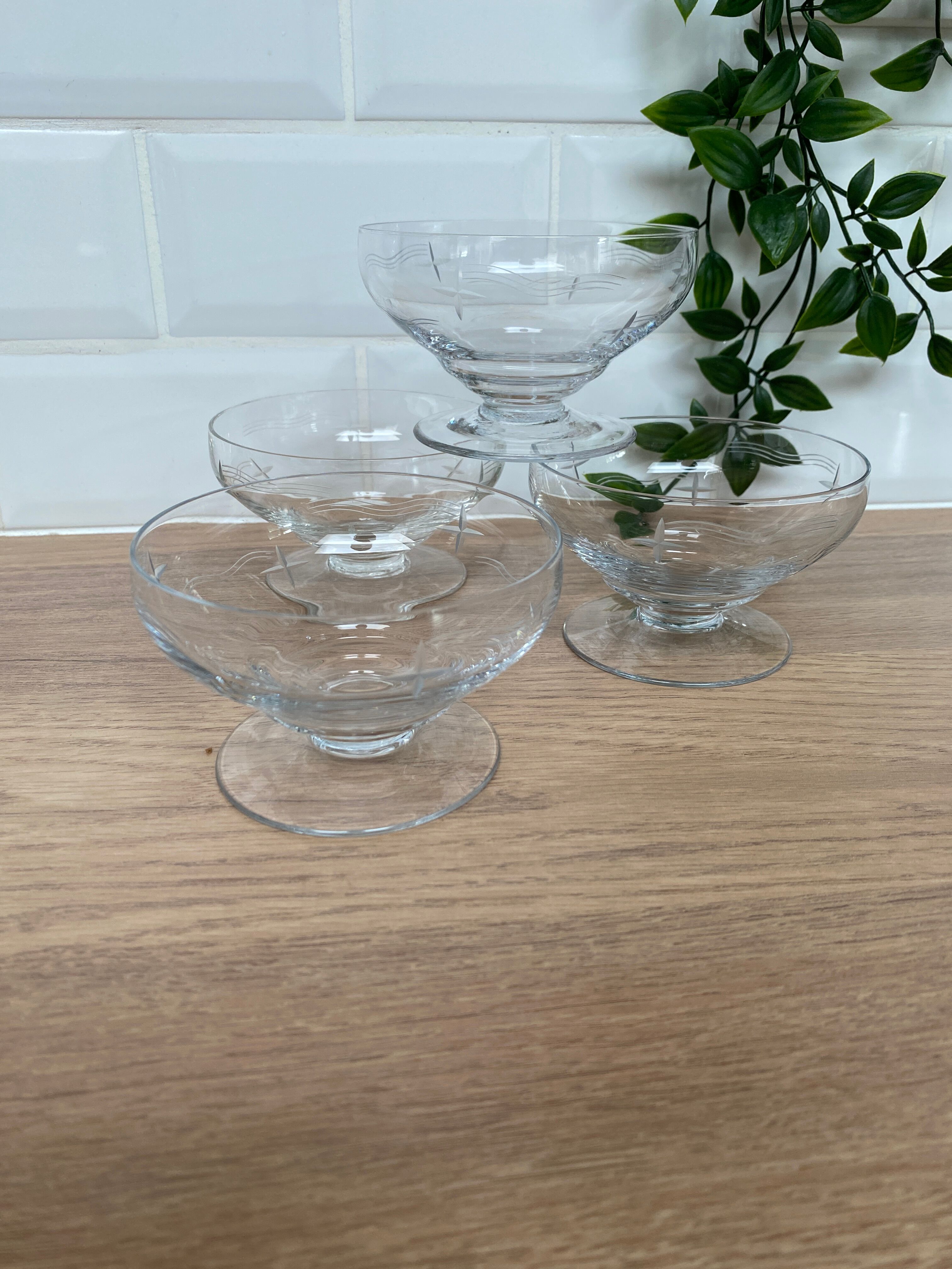 Set of 4 cut glass cups