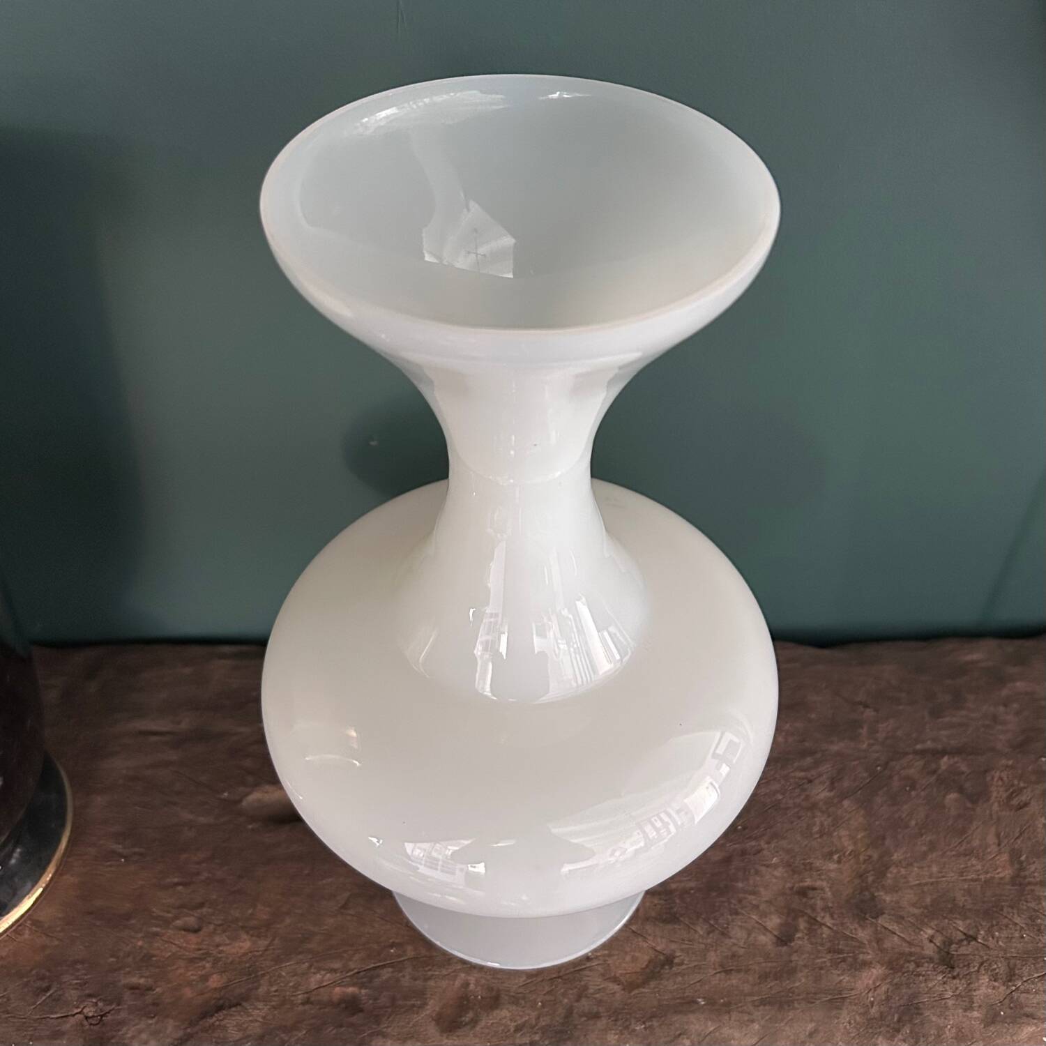 Large white opaline vase