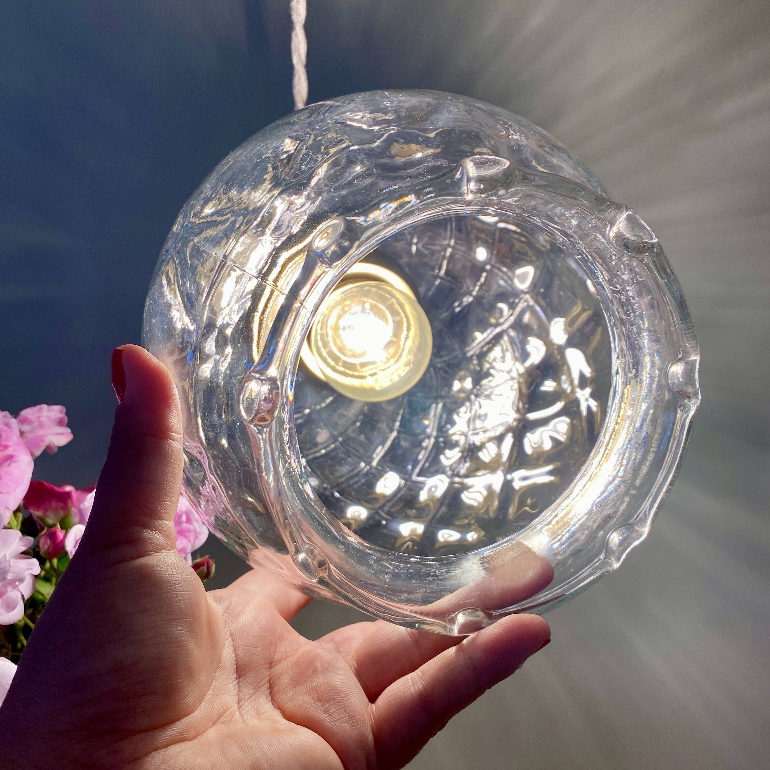 Vintage globe pendant light in transparent glass