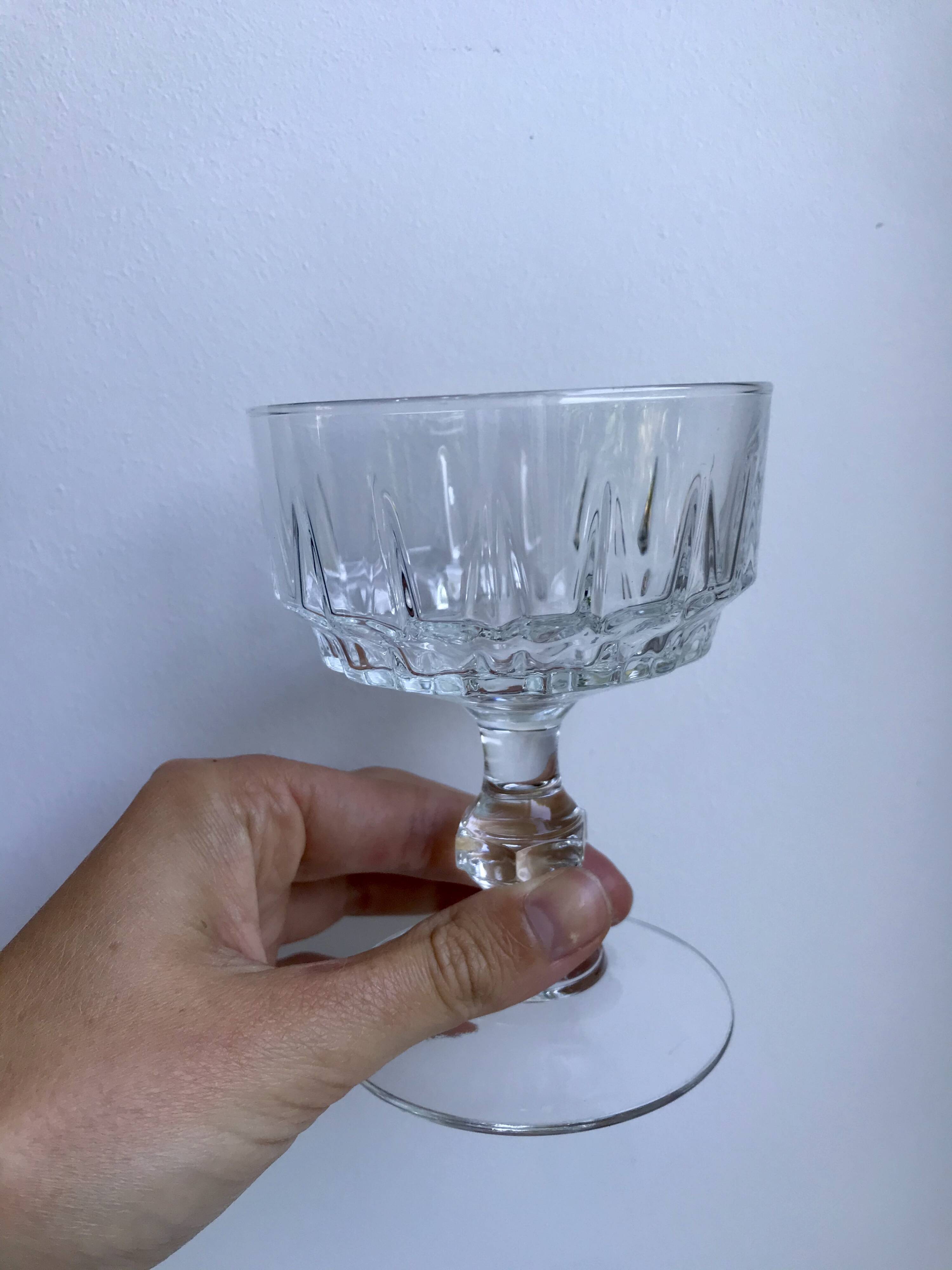 Set of 6 mismatched crystal champagne glasses 50-60s