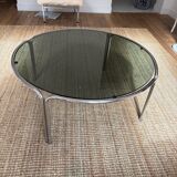 Chrome and smoked glass coffee table