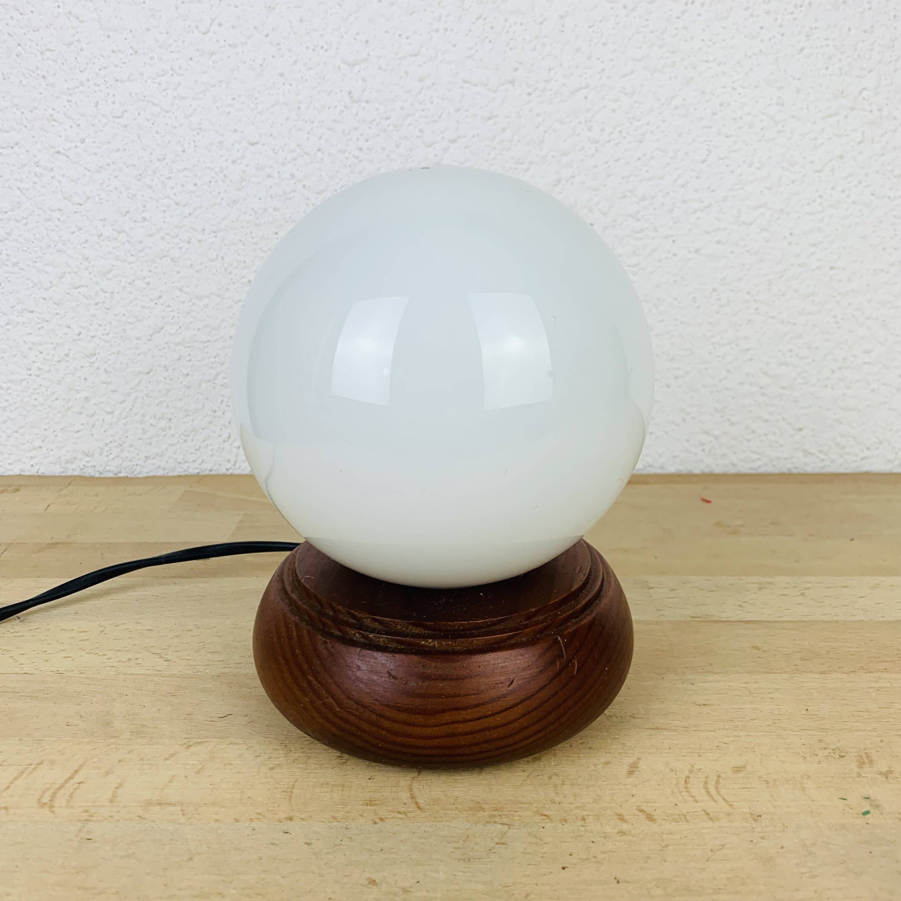 Opaline globe pine lamp from the 60s