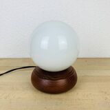 Opaline globe pine lamp from the 60s