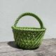 Basket dish in green woven earthenware / old ceramic