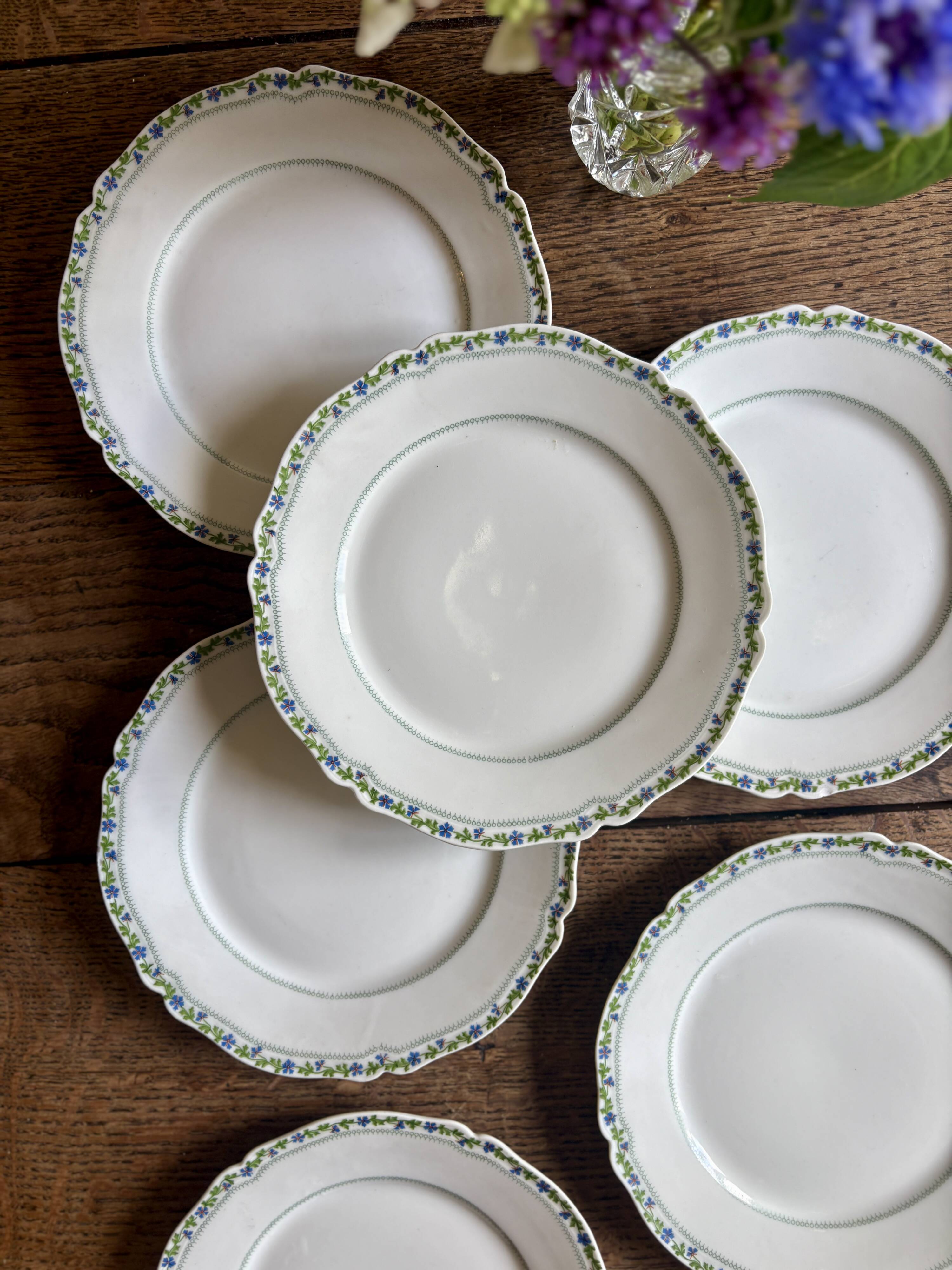 Set of 6 vintage dessert plates in Limoges porcelain.