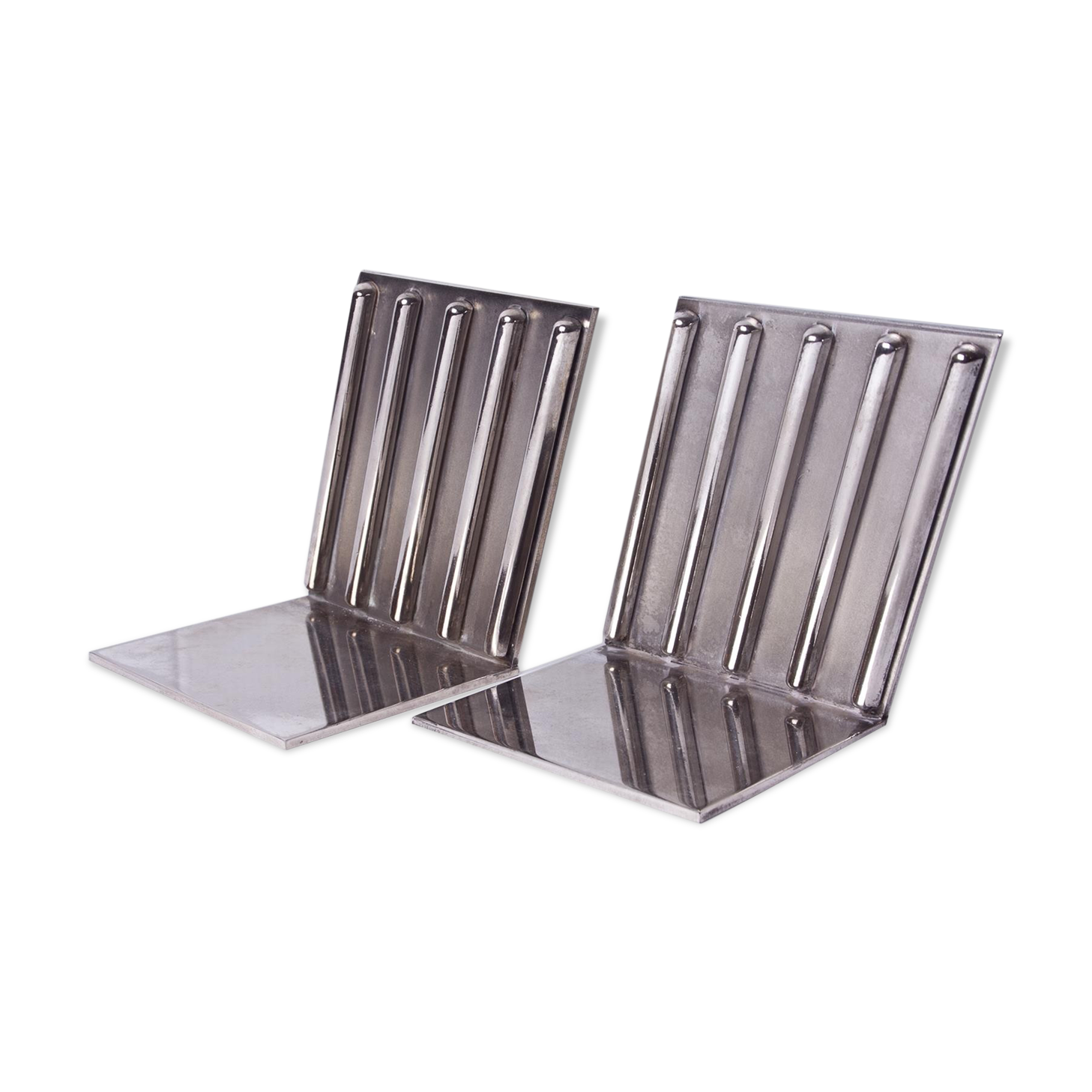 Serre livres en métal argenté