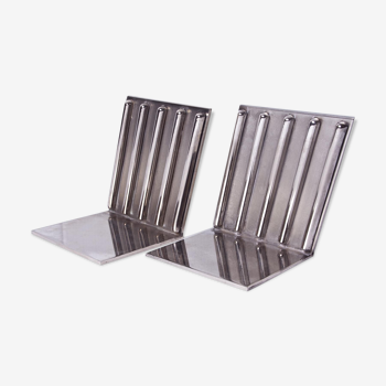 Silver metal bookends