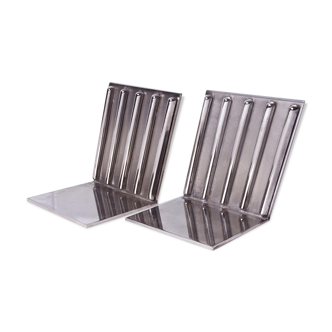 Silver metal bookends