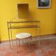 Vintage hairdresser 1950s brass and glass with mirror and matching seat