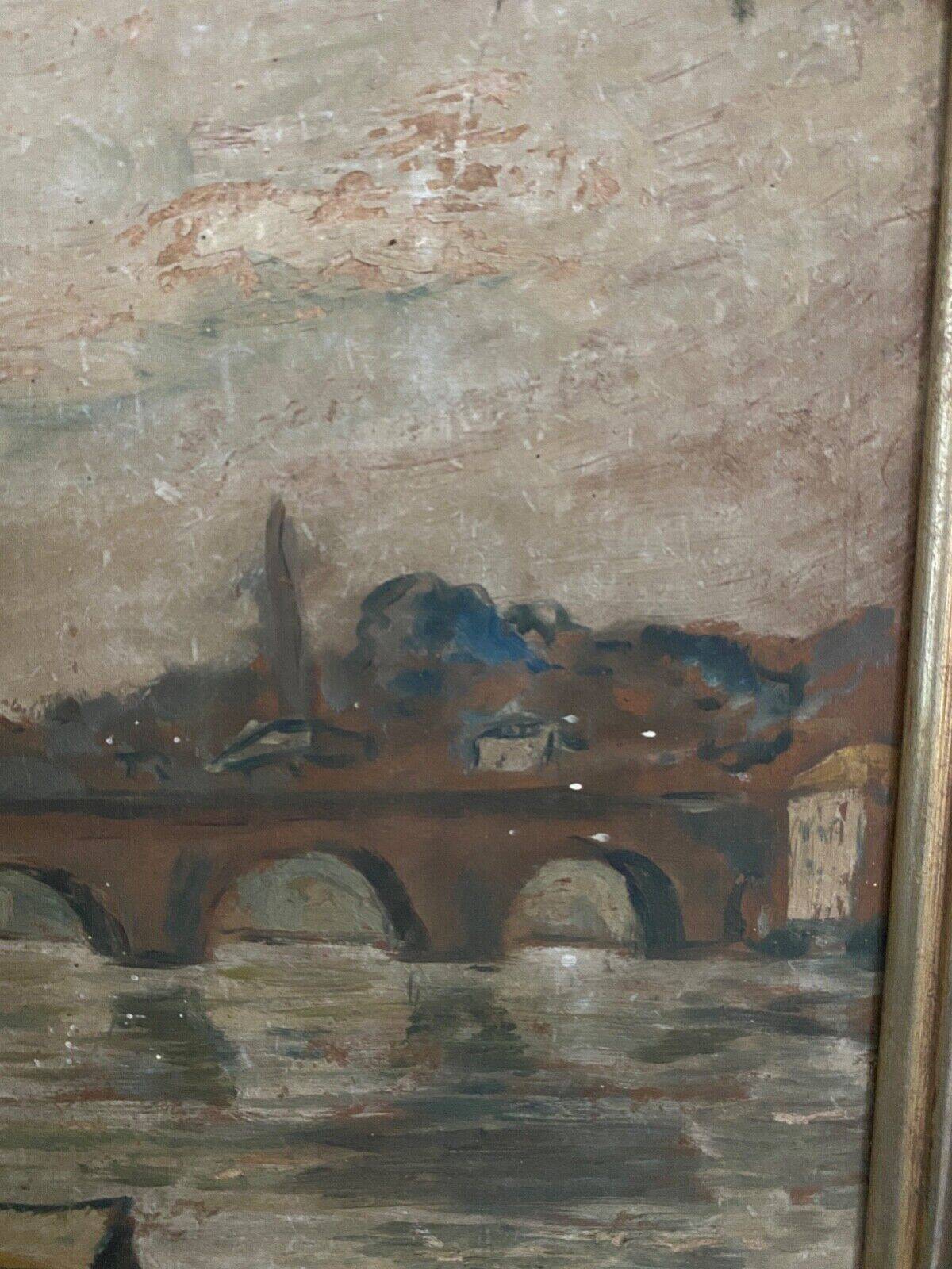 Oil on panel by Poubal 20th century representing a limed frame mill