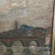 Oil on panel by Poubal 20th century representing a limed frame mill