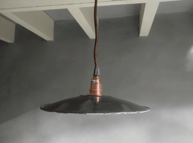 Vintage black enamelled sheet metal suspension