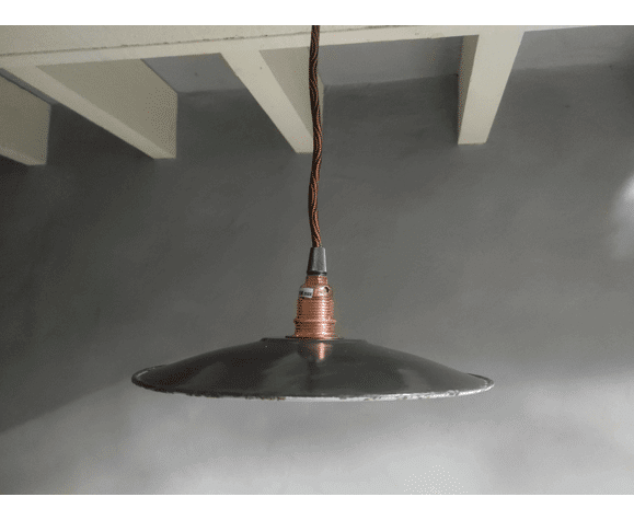 Vintage black enamelled sheet metal suspension