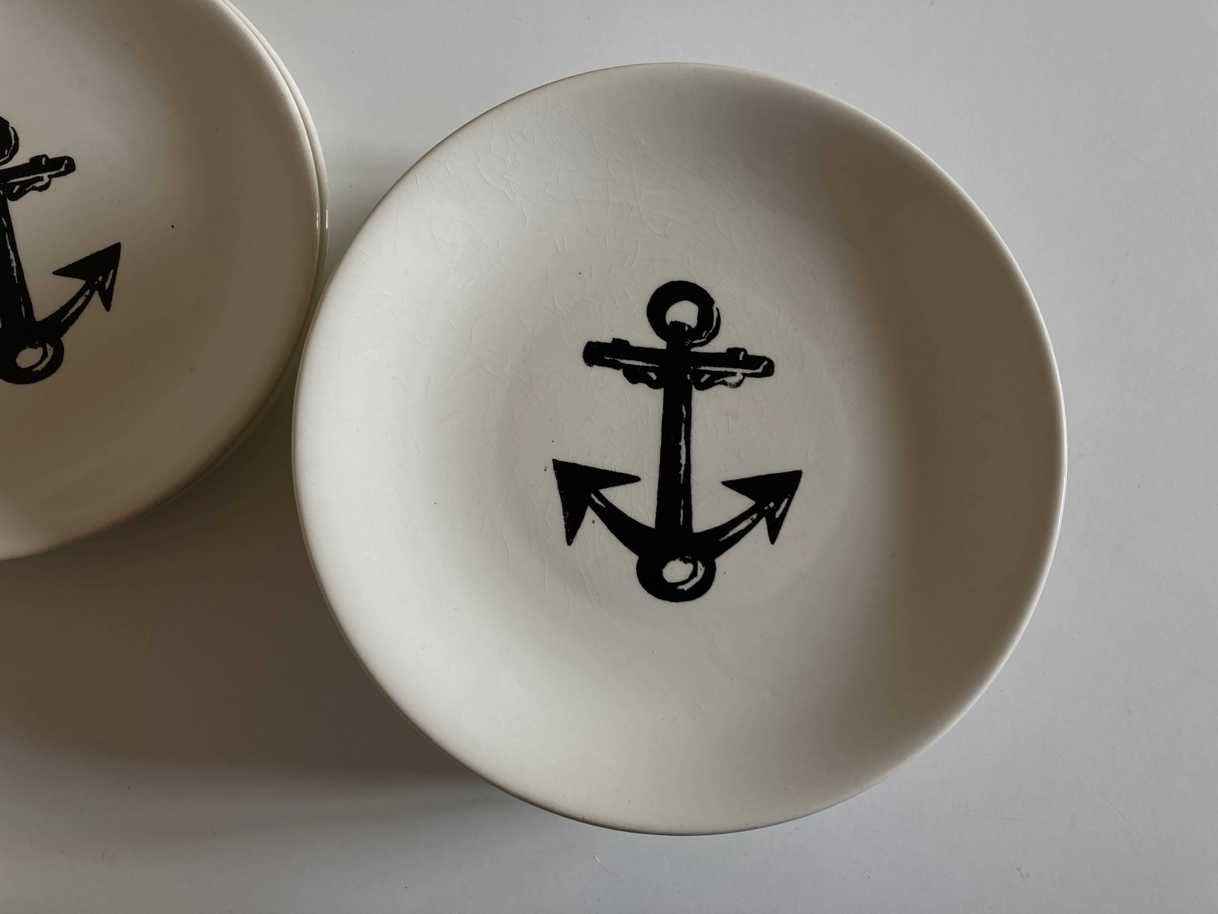 Set of 8 plates by Gien for Atelier Primavera 1960 Anchor