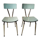 Pair of blue formica chairs