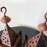 Pair of wrought iron lanterns