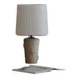 Modern vintage French table lamp, made of stone with fish patterns, 1970s.