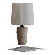 Modern vintage French table lamp, made of stone with fish patterns, 1970s.