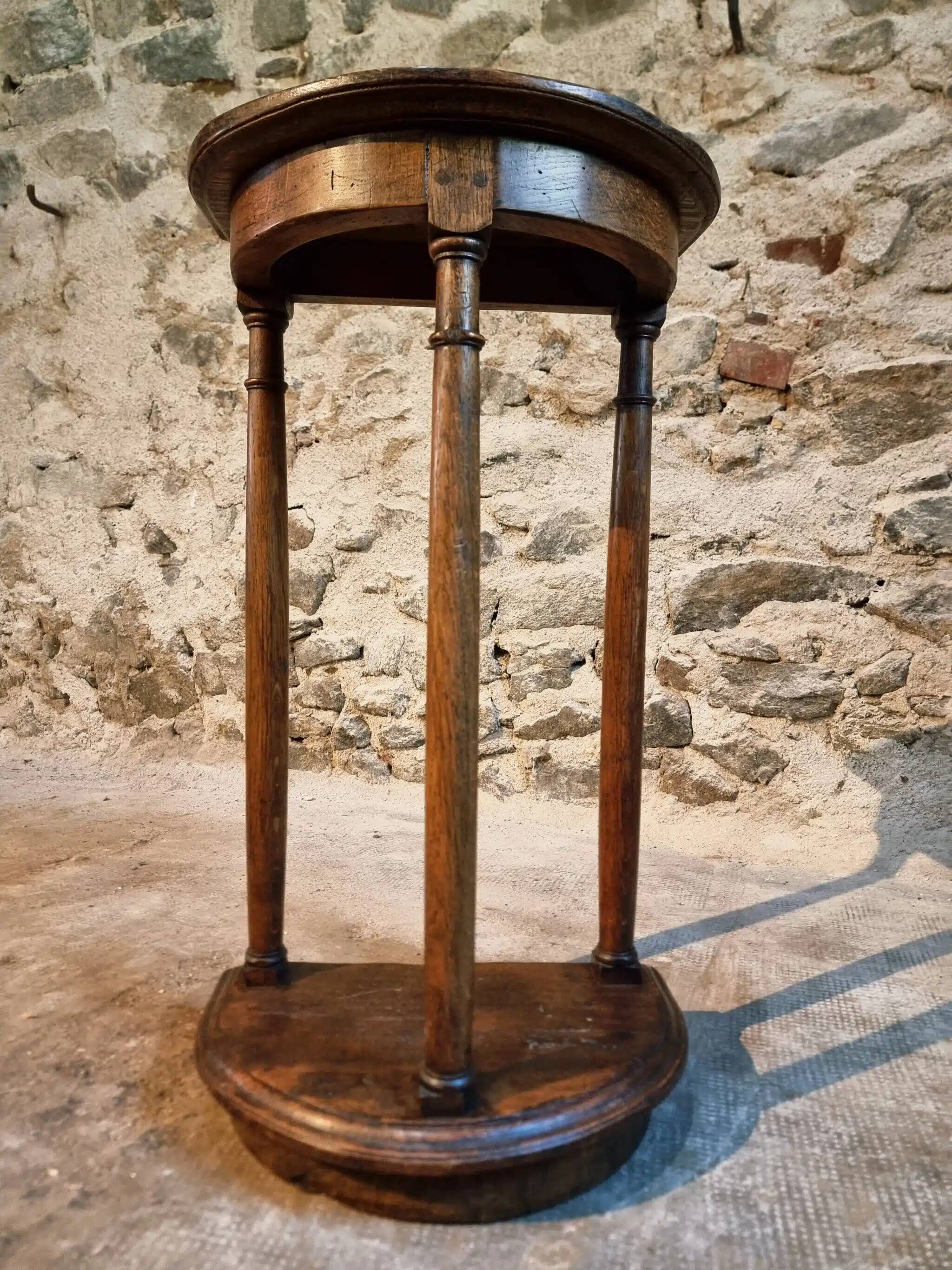 Pair of antique solid wood half-moon side tables, 19th century
